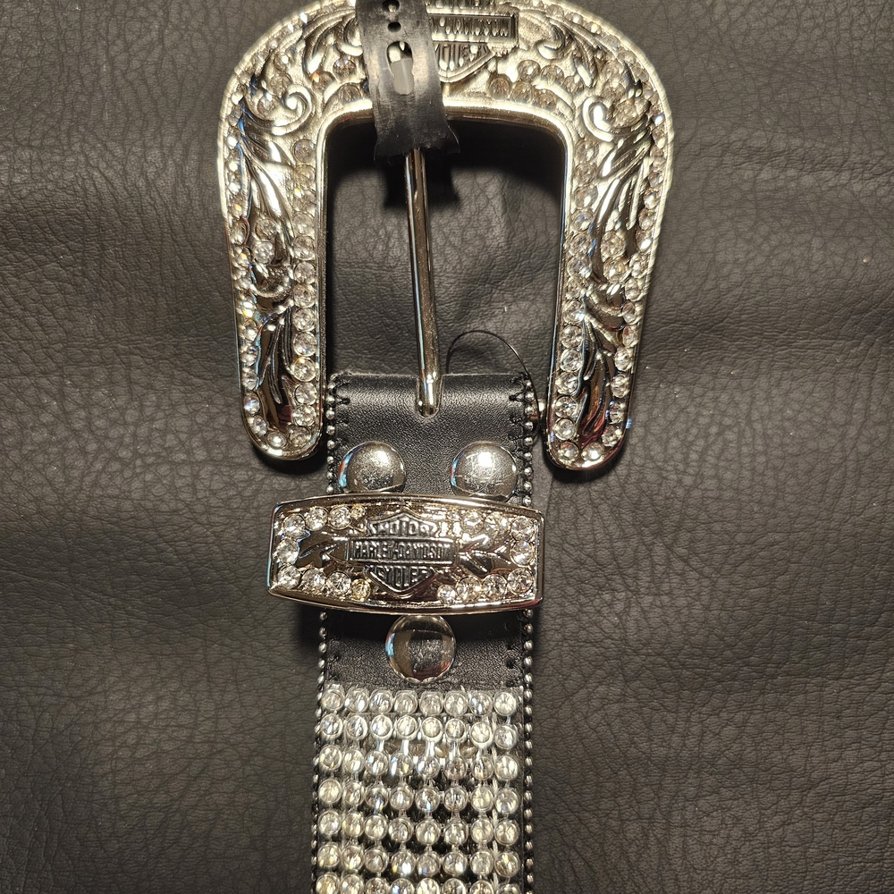 Harley-Davidson Black and Silver Studded Women's Belt